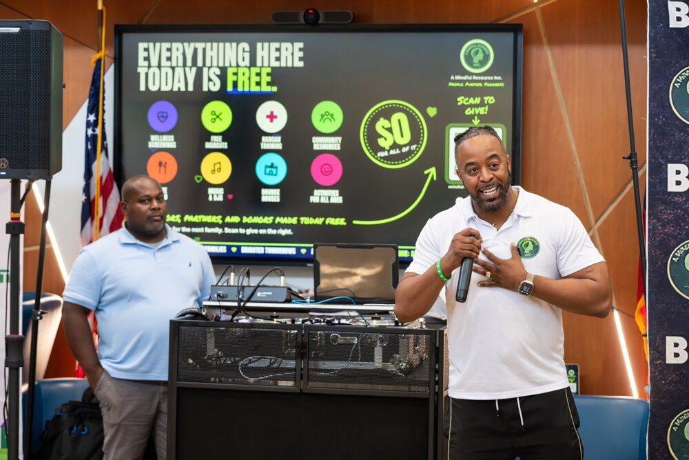 A Care Fest presenter leading a How U Feel check-in